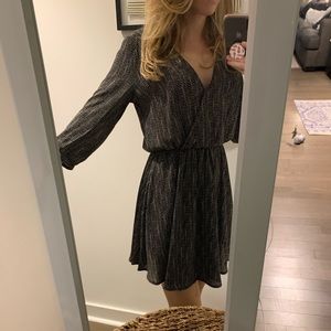 Lush black and white polka dot 3/4 sleeve dress